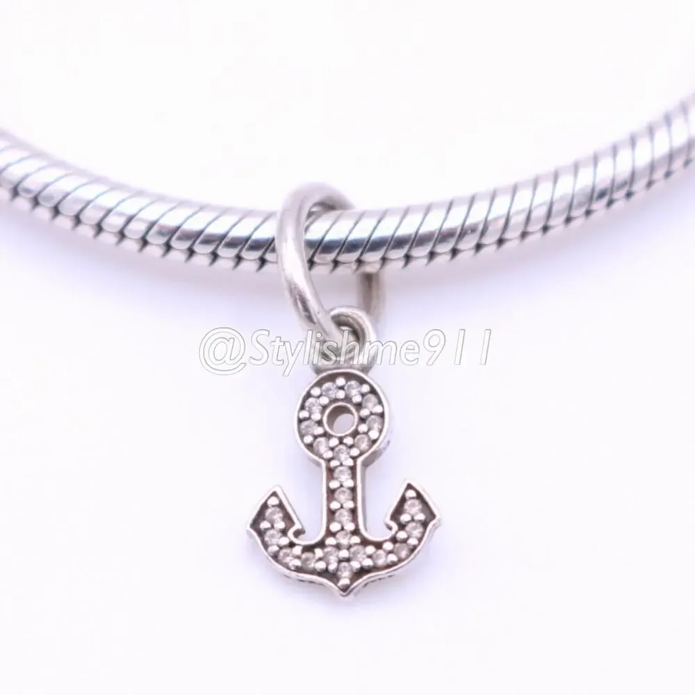 Authentic PANDORA Retired Anchor Dangle with Zirconia